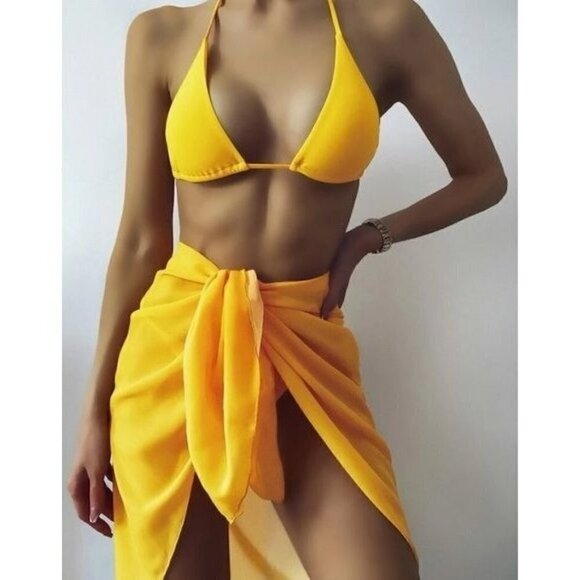 3pack Triangle Bikini Swimsuit With Beach Skirt👙✨ - Picture 5 of 7
